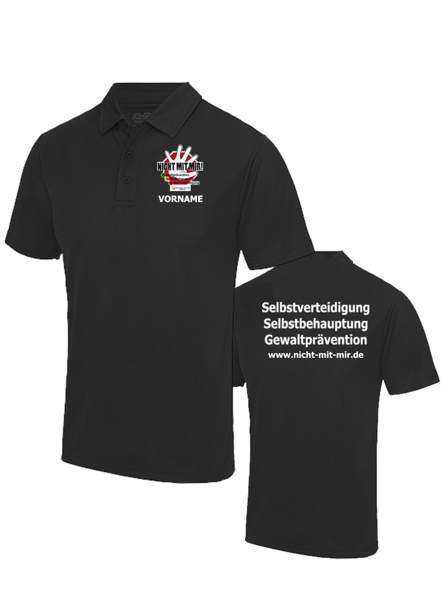 Funktions Poloshirt - "Nicht mit mir!" Unisex, schwarz