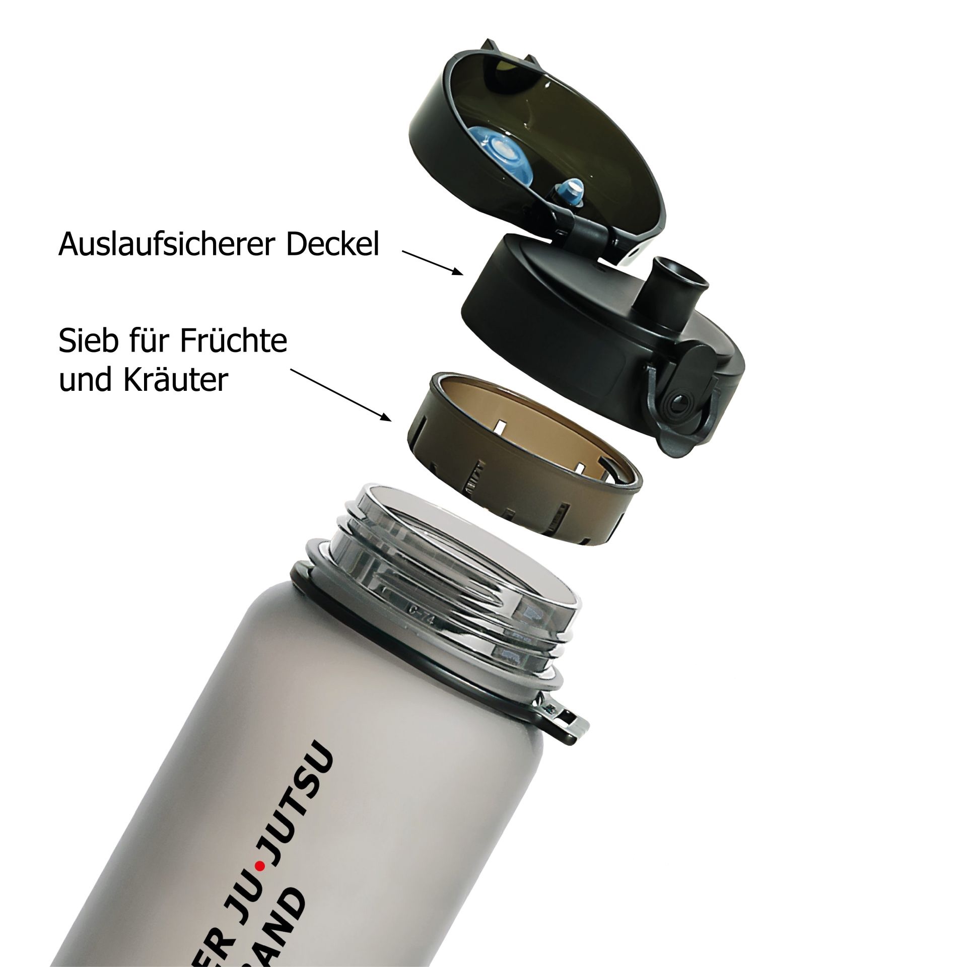 Flasche, Auslaufsicher, Deckel, Sieb, Jutsu