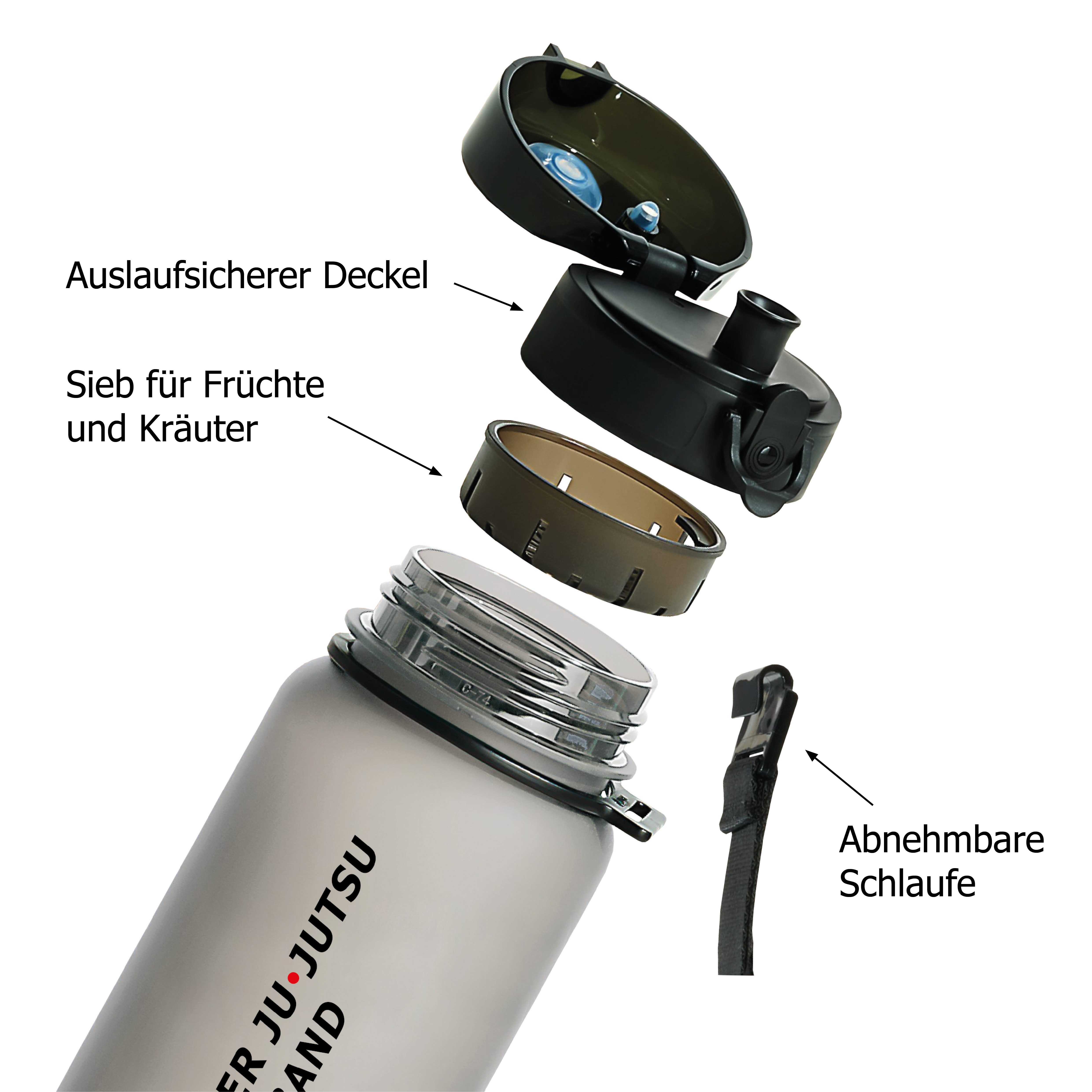 Flasche, Trinkflasche, Auslaufsicher, Sieb, Abnehmbarer Schlaufe
