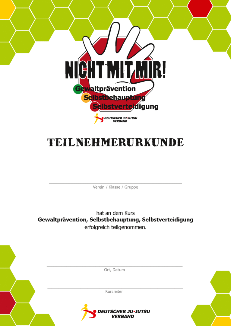 Teilnehmenden-Urkunde Kurs "Nicht-mit-mir!"