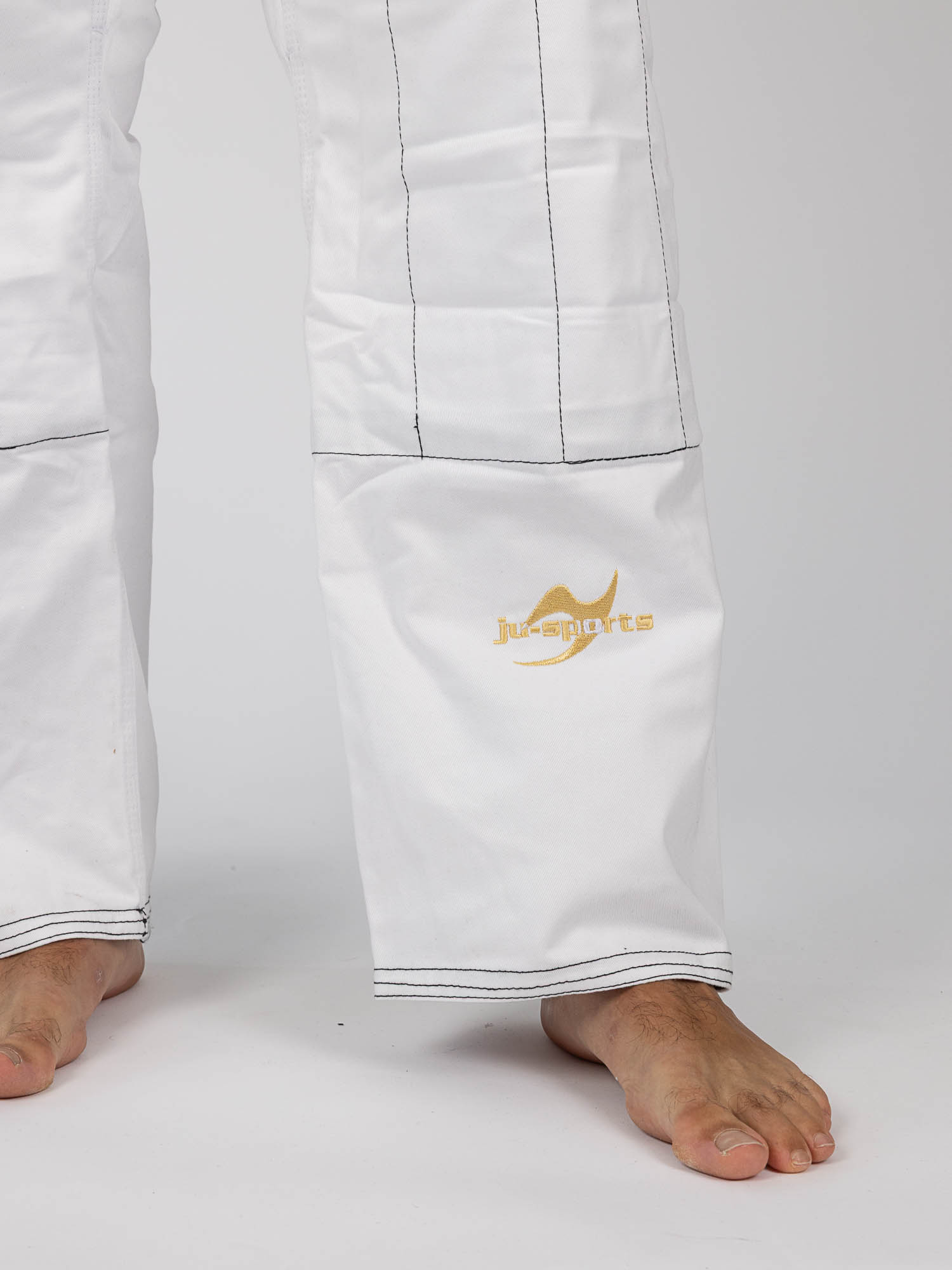 weiße Hose, Taekwondo/Gi, Stitching, Beinarm, Logo gold